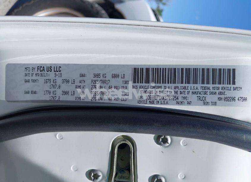 Photo 9 of 2019 Ram 1500 CLASSIC TRADESMAN 4X2 6'4 BOX (VIN 1C6RR6FGXKS707254)