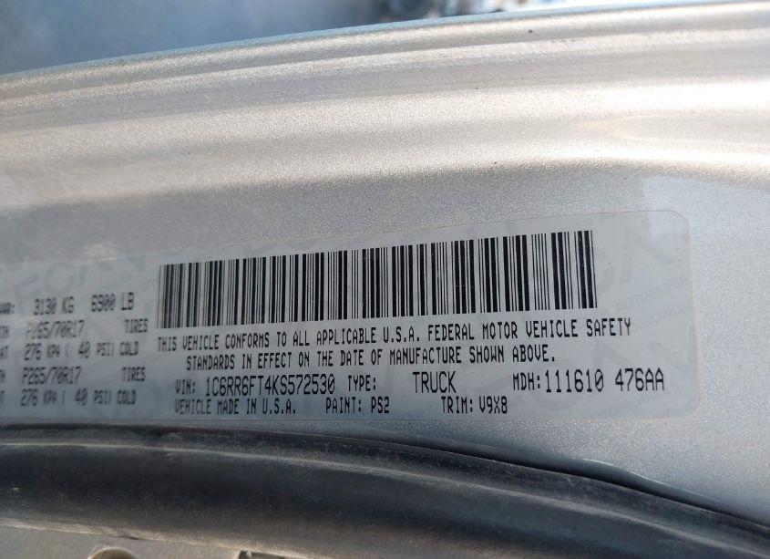 Photo 9 of 2019 Ram 1500 CLASSIC TRADESMAN 4X2 6'4 BOX (VIN 1C6RR6FT4KS572530)