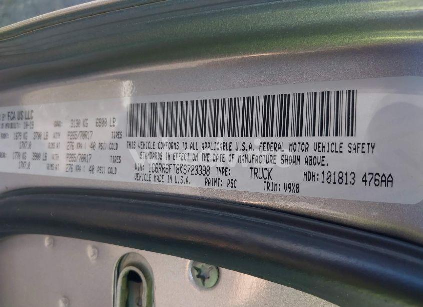 Photo 9 of 2019 Ram 1500 CLASSIC TRADESMAN 4X2 6'4 BOX (VIN 1C6RR6FT8KS723398)