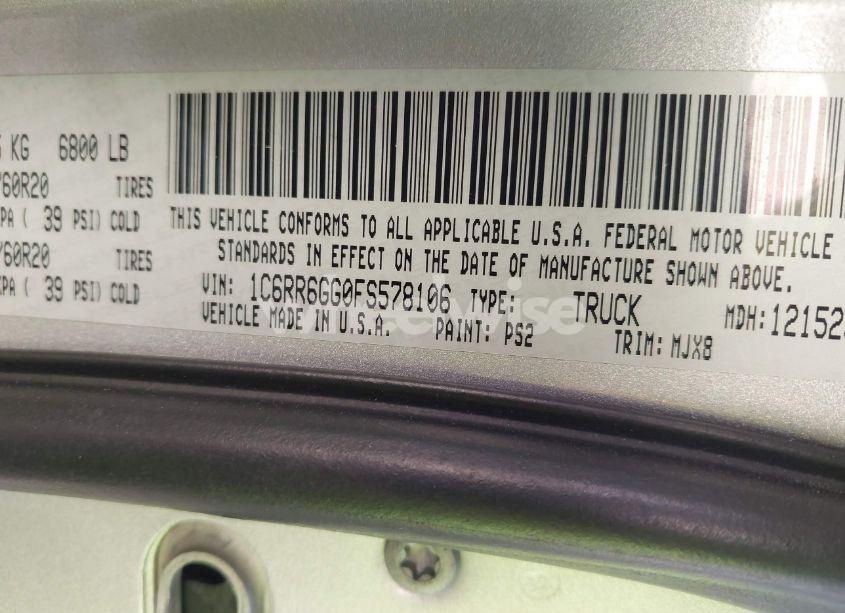 Photo 9 of 2015 Ram 1500 BIG HORN (VIN 1C6RR6GG0FS578106)