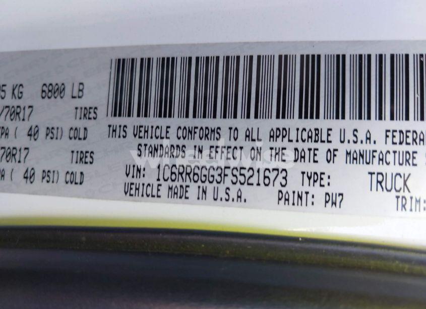 Photo 9 of 2015 Ram 1500 SLT (VIN 1C6RR6GG3FS521673)