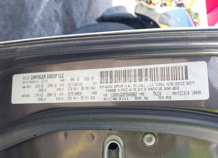 Photo 9 of 2015 Ram 1500 BIG HORN (VIN 1C6RR6GG3FS549862)