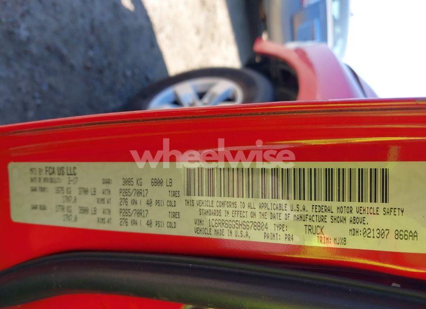 Photo 9 of 2017 Ram 1500 SLT 4X2 6'4 BOX (VIN 1C6RR6GG5HS678804)