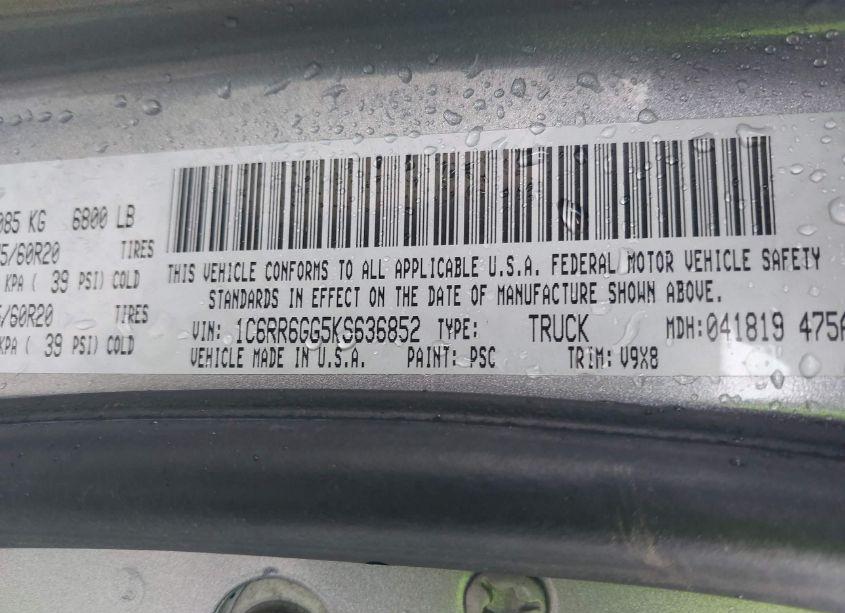 Photo 9 of 2019 Ram 1500 CLASSIC WARLOCK 4X2 6'4 BOX (VIN 1C6RR6GG5KS636852)