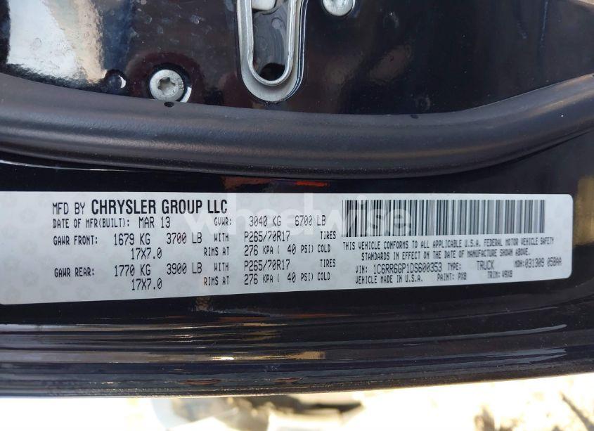 Photo 9 of 2013 Ram 1500 SLT (VIN 1C6RR6GP1DS600353)