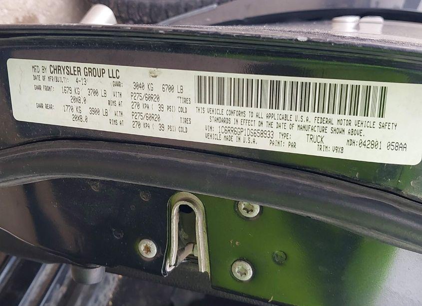 Photo 9 of 2013 Ram 1500 SLT (VIN 1C6RR6GP1DS658933)