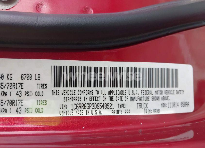 Photo 9 of 2013 Ram 1500 SLT (VIN 1C6RR6GP3DS548921)