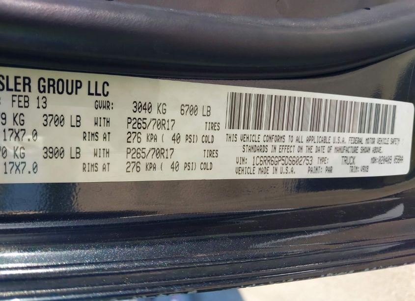 Photo 9 of 2013 Ram 1500 SLT (VIN 1C6RR6GP5DS602753)