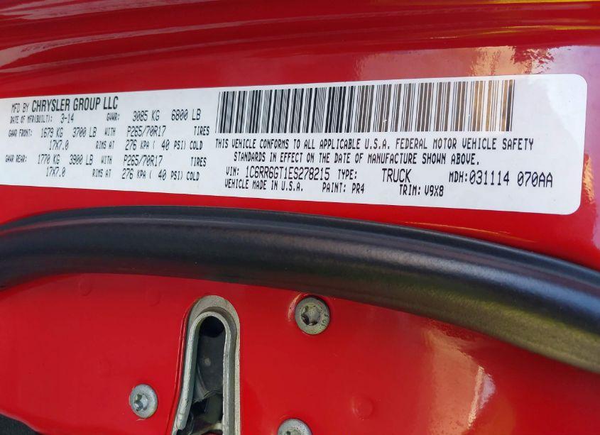 Photo 9 of 2014 Ram 1500 SLT (VIN 1C6RR6GT1ES278215)