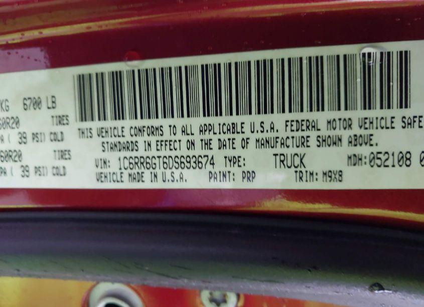 Photo 9 of 2013 Ram 1500 BIG HORN (VIN 1C6RR6GT6DS693674)