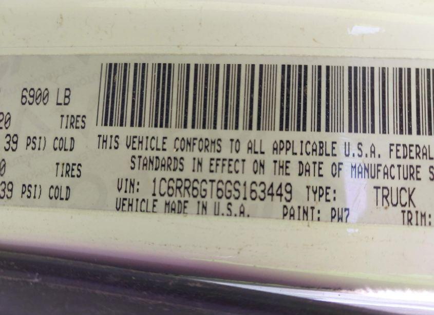 Photo 9 of 2016 Ram 1500 BIG HORN (VIN 1C6RR6GT6GS163449)