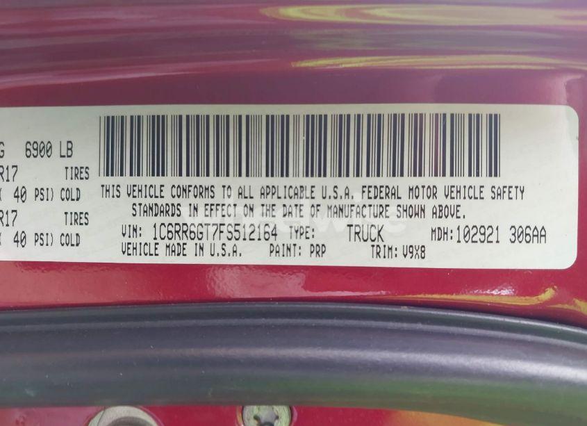 Photo 9 of 2015 Ram 1500 SLT (VIN 1C6RR6GT7FS512164)