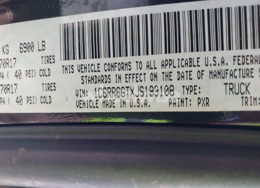 Photo 9 of 2018 Ram 1500 SLT 4X2 6'4 BOX (VIN 1C6RR6GTXJS193108)