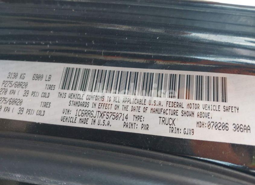 Photo 9 of 2015 Ram 1500 LARAMIE (VIN 1C6RR6JTXFS750714)