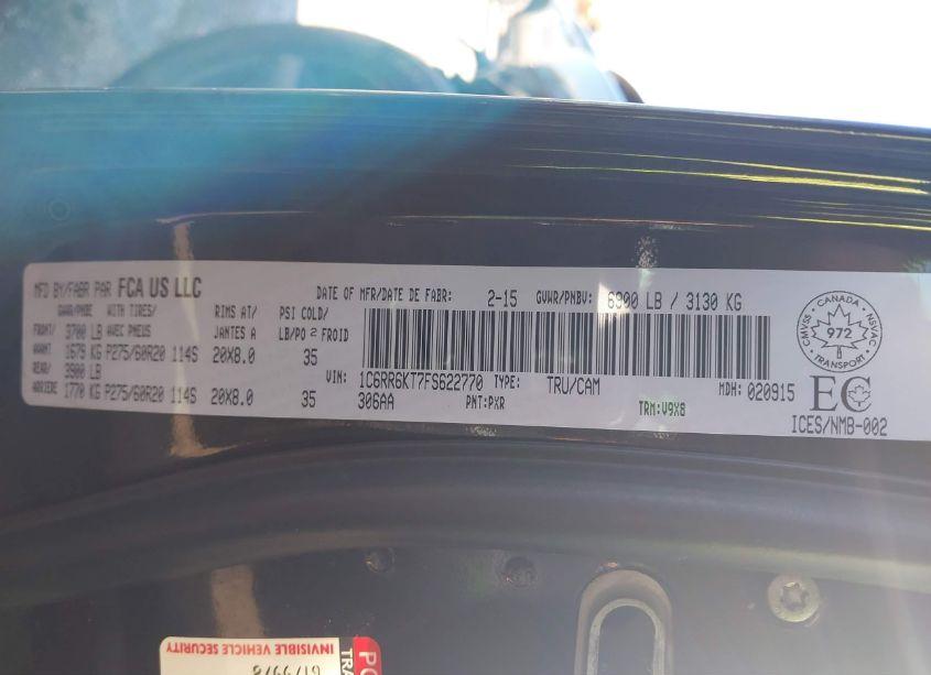 Photo 9 of 2015 Ram 1500 ST (VIN 1C6RR6KT7FS622770)