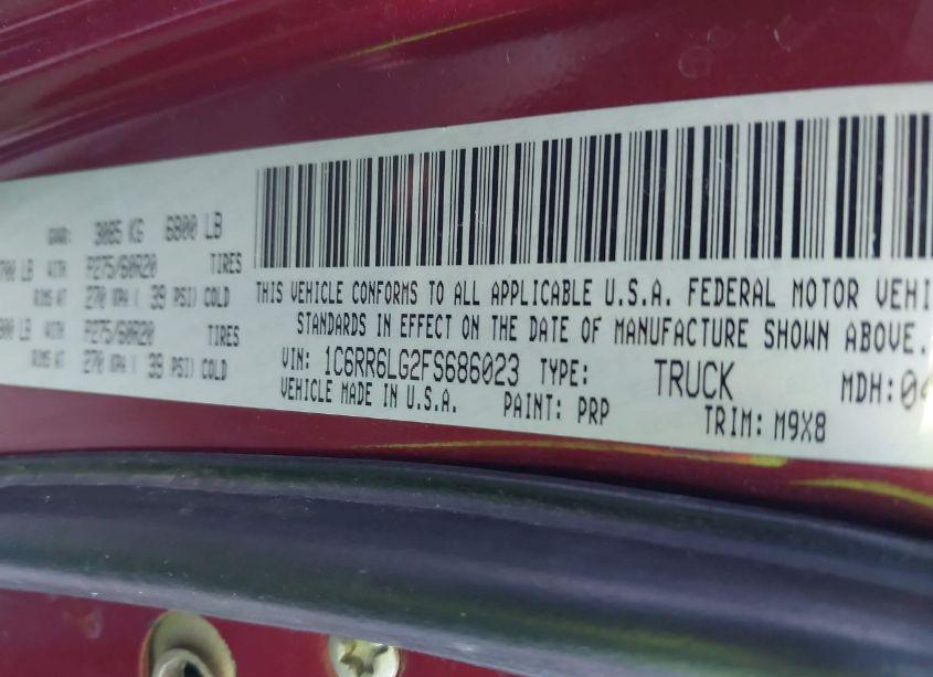 Photo 9 of 2015 Ram 1500 BIG HORN (VIN 1C6RR6LG2FS686023)