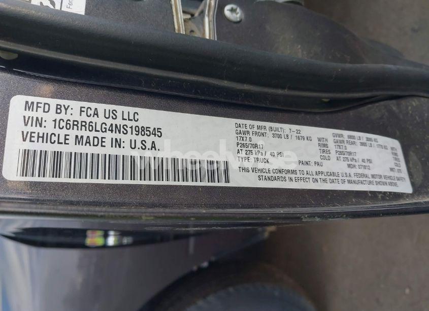 Photo 9 of 2022 Ram 1500 CLASSIC SLT 4X2 5'7 BOX (VIN 1C6RR6LG4NS198545)