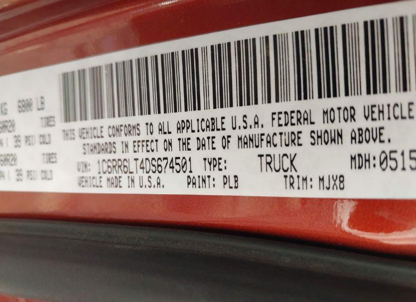 Photo 9 of 2013 Ram 1500 BIG HORN (VIN 1C6RR6LT4DS674501)