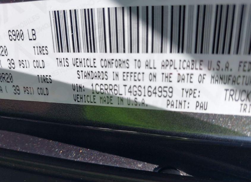 Photo 9 of 2016 Ram 1500 BIG HORN (VIN 1C6RR6LT4GS164959)