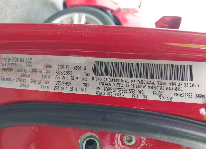 Photo 9 of 2015 Ram 1500 SPORT (VIN 1C6RR6MT5FS651553)