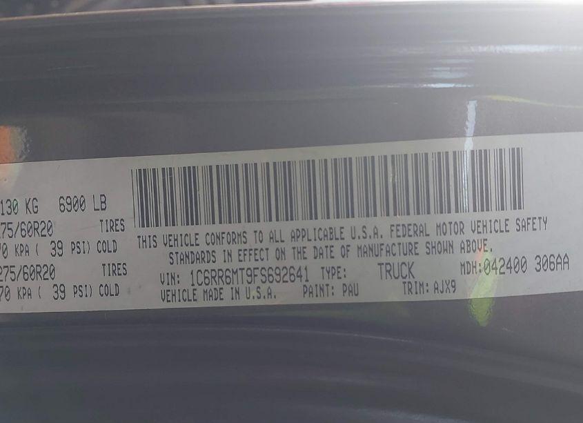 Photo 9 of 2015 Ram 1500 SPORT (VIN 1C6RR6MT9FS692641)