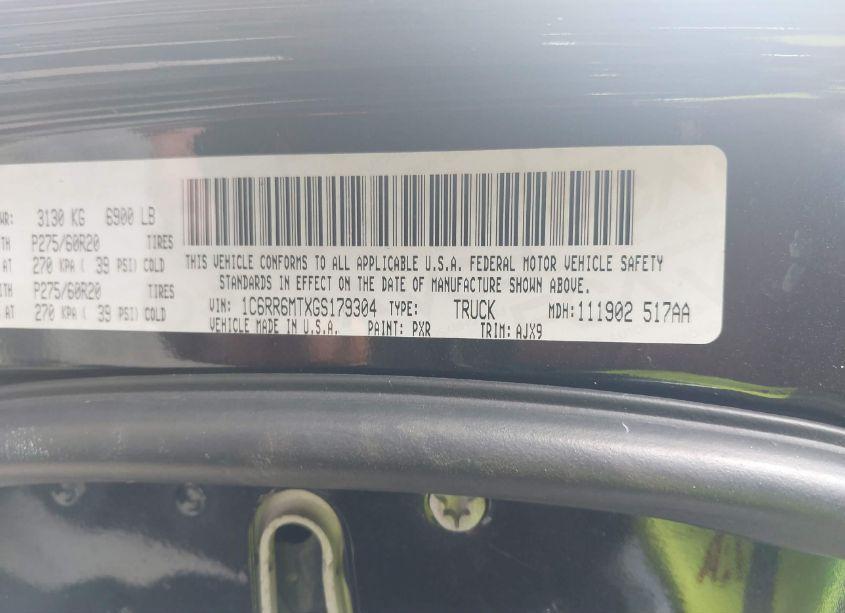 Photo 9 of 2016 Ram 1500 SPORT (VIN 1C6RR6MTXGS179304)