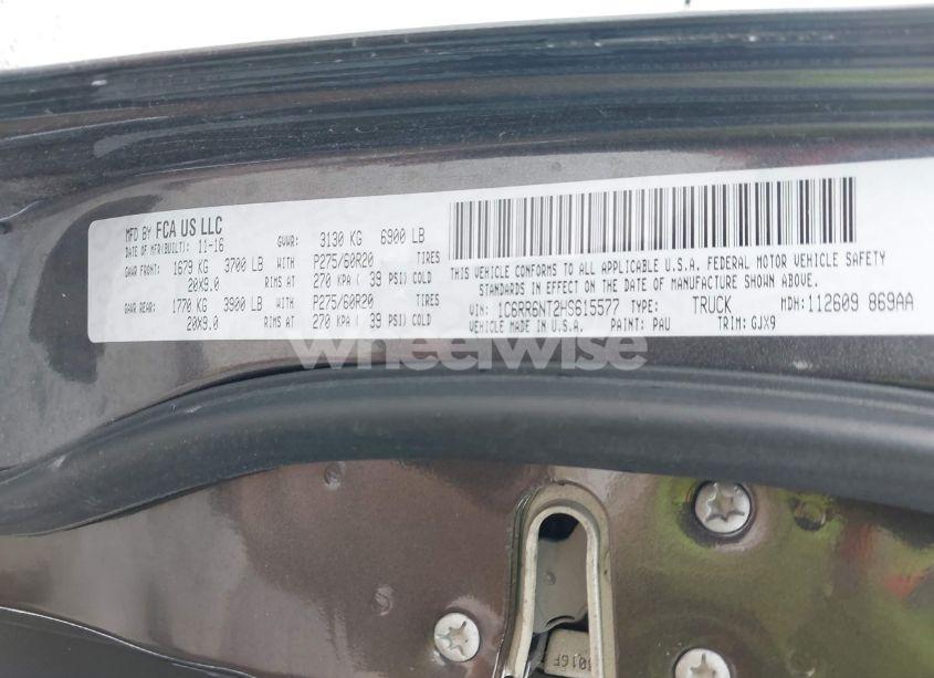 Photo 9 of 2017 Ram 1500 LARAMIE 4X2 5'7 BOX (VIN 1C6RR6NT2HS615577)