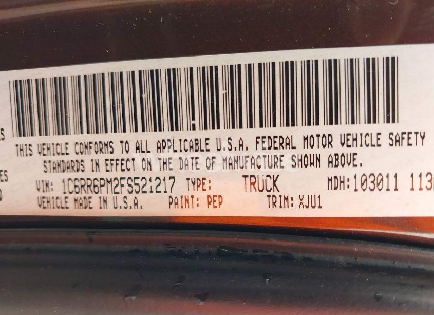 Photo 9 of 2015 Ram 1500 LARAMIE LONGHORN (VIN 1C6RR6PM2FS521217)