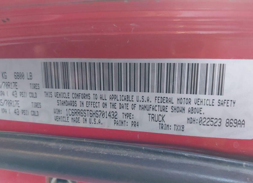 Photo 9 of 2017 Ram 1500 TRADESMAN (VIN 1C6RR6ST6HS701432)