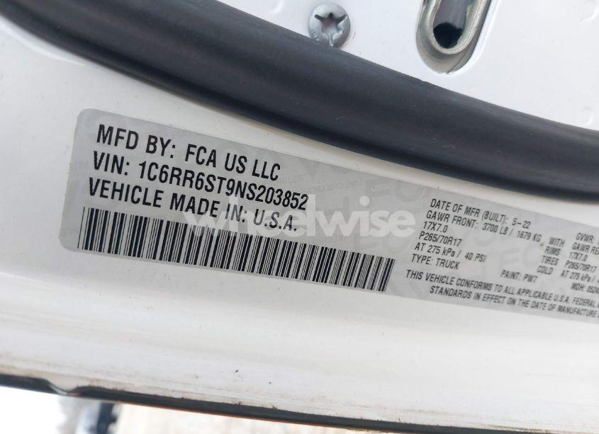 Photo 9 of 2022 Ram 1500 CLASSIC TRADESMAN 4X2 6'4 BOX (VIN 1C6RR6ST9NS203852)