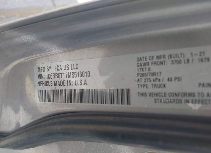 Photo 9 of 2021 Ram 1500 CLASSIC SLT 4X2 6'4 BOX (VIN 1C6RR6TT7MS516010)