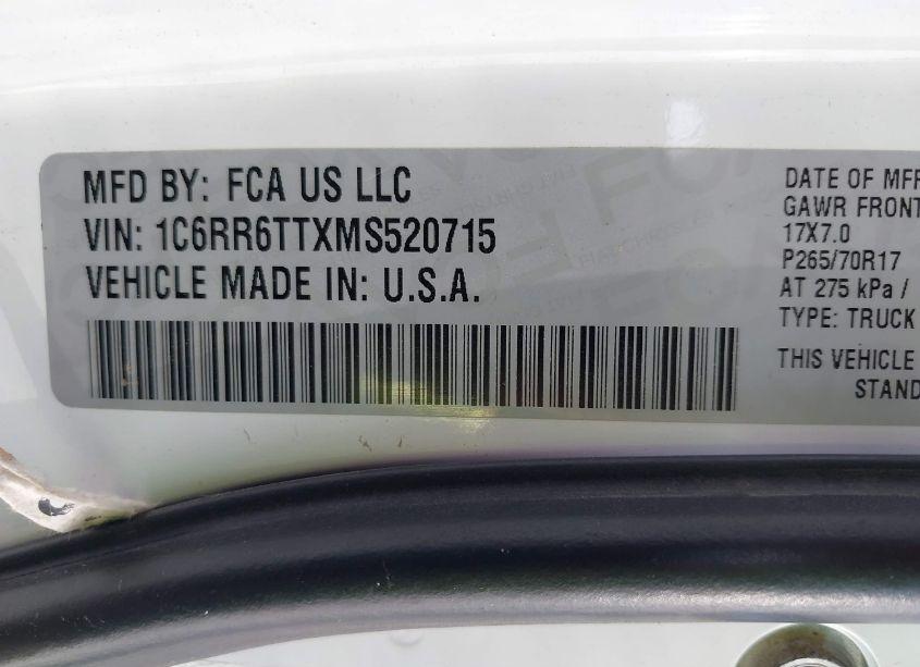 Photo 9 of 2021 Ram 1500 CLASSIC SLT 4X2 6'4 BOX (VIN 1C6RR6TTXMS520715)