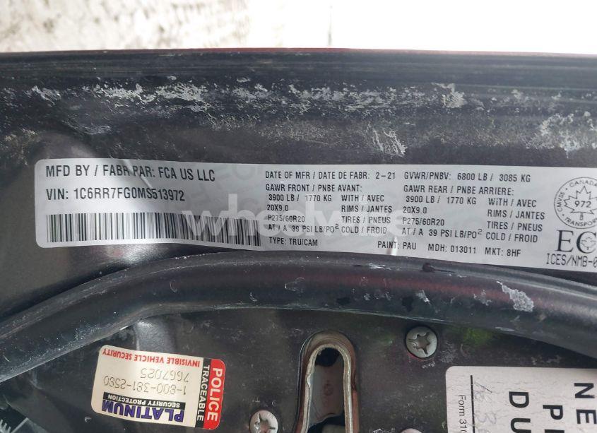 Photo 9 of 2021 Ram 1500 CLASSIC TRADESMAN (VIN 1C6RR7FG0MS513972)