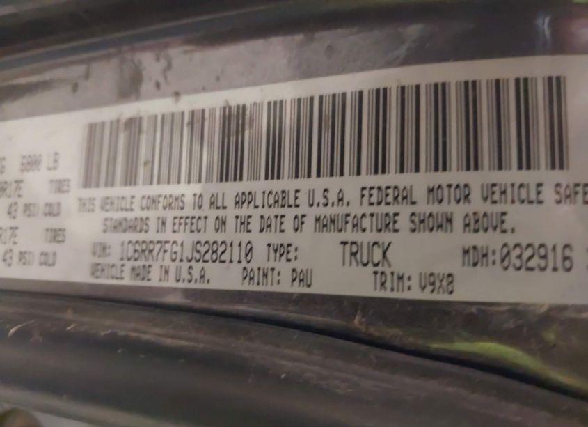 Photo 9 of 2018 Ram 1500 TRADESMAN 4X4 6'4 BOX (VIN 1C6RR7FG1JS282110)