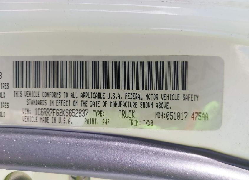 Photo 9 of 2019 Ram 1500 CLASSIC TRADESMAN QUAD CAB 4X4 6'4 BOX (VIN 1C6RR7FG2KS652837)