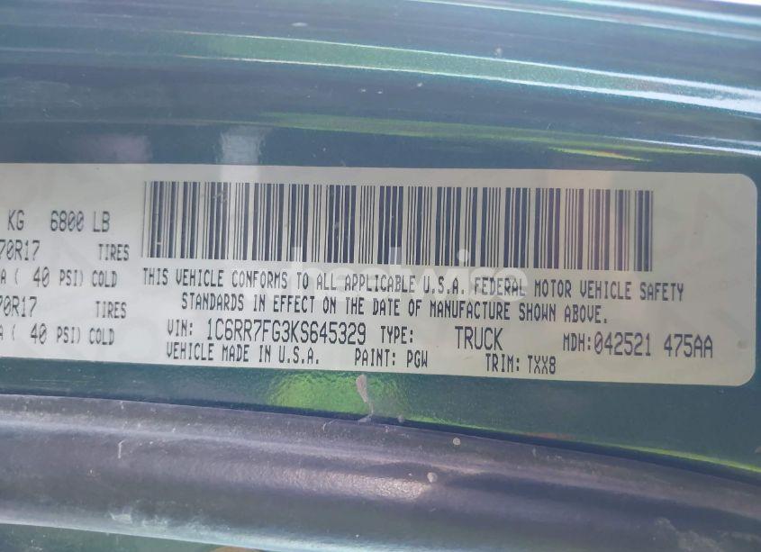 Photo 9 of 2019 Ram 1500 CLASSIC TRADESMAN 4X4 6'4 BOX (VIN 1C6RR7FG3KS645329)