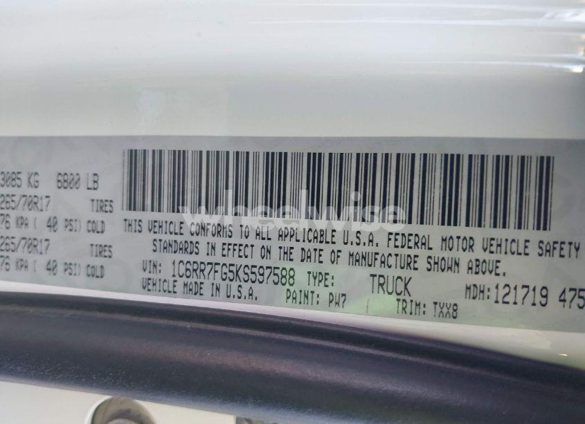Photo 9 of 2019 Ram 1500 CLASSIC TRADESMAN 4X4 6'4 BOX (VIN 1C6RR7FG5KS597588)