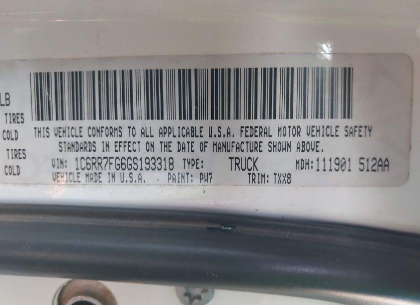 Photo 9 of 2016 Ram 1500 TRADESMAN (VIN 1C6RR7FG6GS193318)