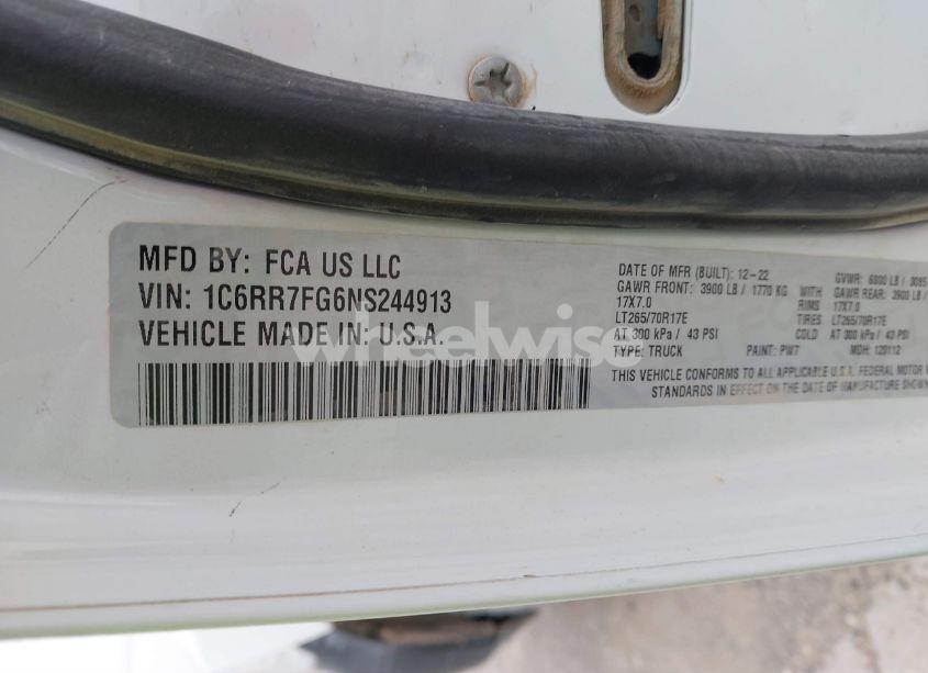 Photo 9 of 2022 Ram 1500 CLASSIC TRADESMAN 4X4 6'4 BOX (VIN 1C6RR7FG6NS244913)