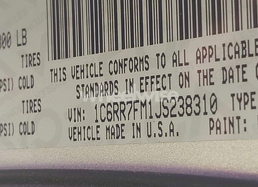 Photo 9 of 2018 Ram 1500 TRADESMAN 4X4 6'4 BOX (VIN 1C6RR7FM1JS238310)