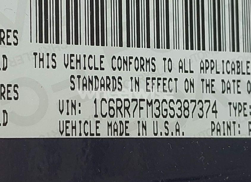 Photo 9 of 2016 Ram 1500 TRADESMAN (VIN 1C6RR7FM3GS387374)