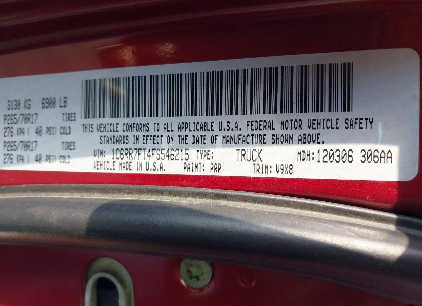 Photo 9 of 2015 Ram 1500 TRADESMAN (VIN 1C6RR7FT4FS546215)