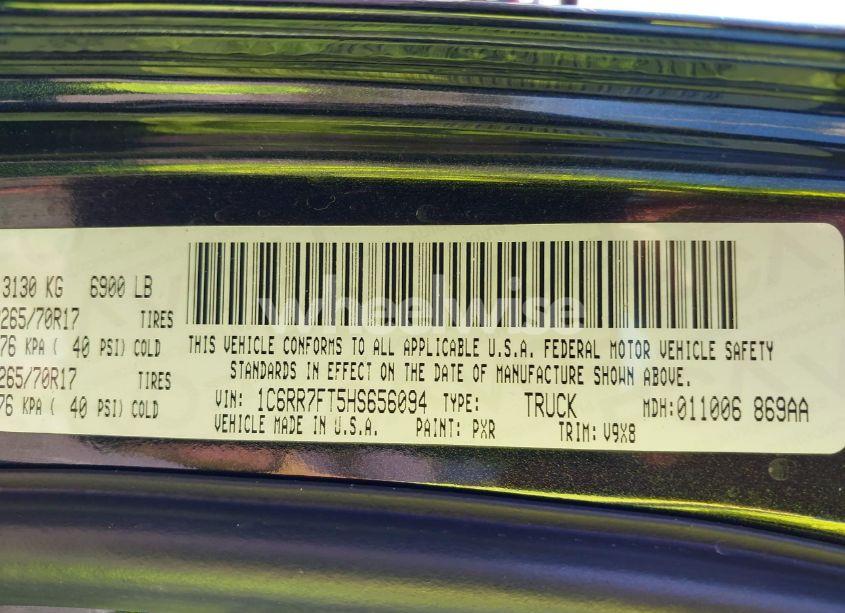 Photo 9 of 2017 Ram 1500 TRADESMAN 4X4 6'4 BOX (VIN 1C6RR7FT5HS656094)