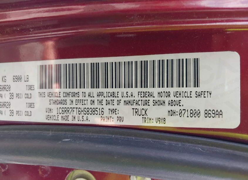 Photo 9 of 2017 Ram 1500 (VIN 1C6RR7FT6HS838516)