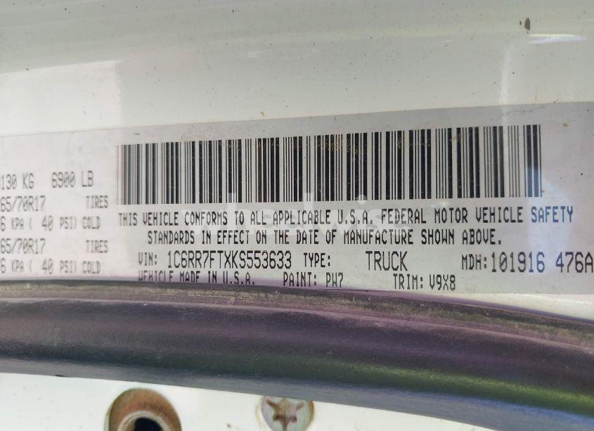 Photo 9 of 2019 Ram 1500 CLASSIC TRADESMAN 4X4 6'4 BOX (VIN 1C6RR7FTXKS553633)