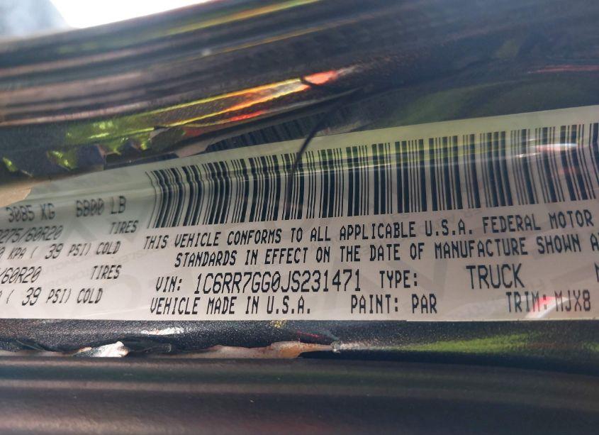 Photo 9 of 2018 Ram 1500 BIG HORN 4X4 6'4 BOX (VIN 1C6RR7GG0JS231471)