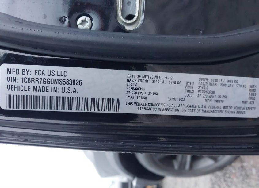 Photo 9 of 2021 Ram 1500 CLASSIC WARLOCK 4X4 6'4 BOX (VIN 1C6RR7GG0MS583826)