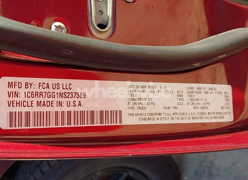 Photo 9 of 2022 Ram 1500 CLASSIC WARLOCK 4X4 6'4 BOX (VIN 1C6RR7GG1NS237589)