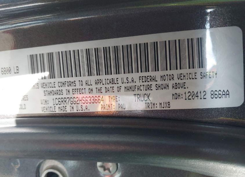 Photo 9 of 2017 Ram 1500 BIG HORN 4X4 6'4 BOX (VIN 1C6RR7GG2HS633664)