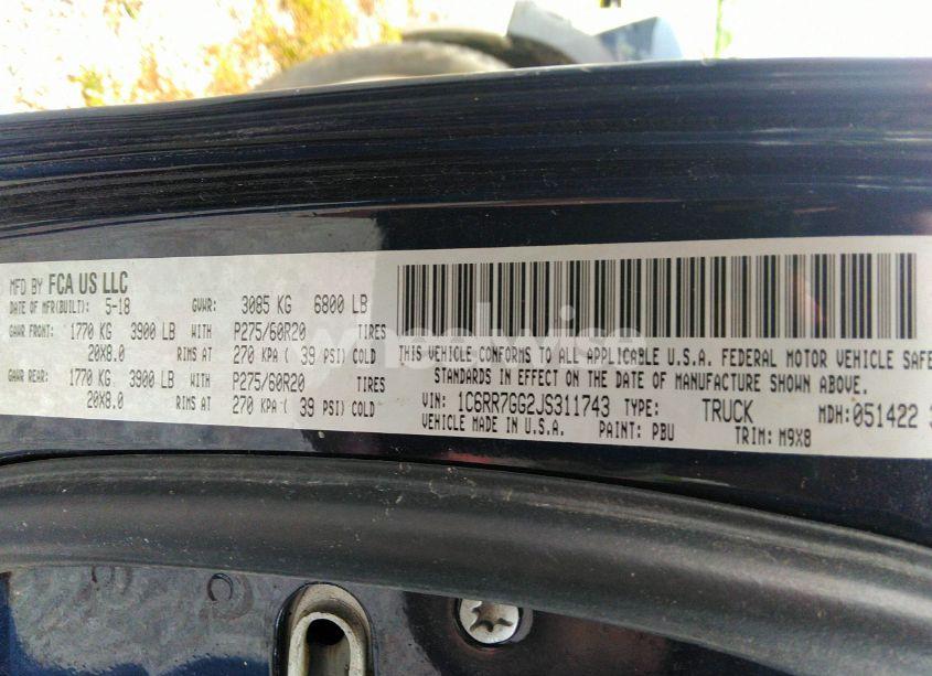 Photo 9 of 2018 Ram 1500 BIG HORN 4X4 6'4 BOX (VIN 1C6RR7GG2JS311743)